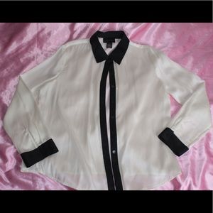 Ivory & Black Button Down Top